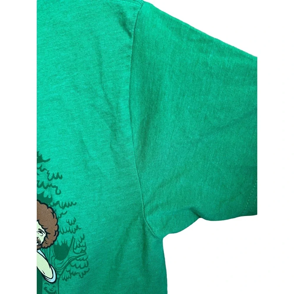Vintage Bob Ross T Shirt Adult Small Green Dab All Day Graphic Artist Tee USA